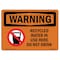 Signmission OSHA Sign, Recycled Water In Use Here Do Not Drink, 14in X 10in Decal, 10" W, 14" L, Landscape OS-WS-D-1014-L-12792 - alternate 1